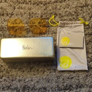 Boden Yellow-Tinted Sunglasses with Metallic Case